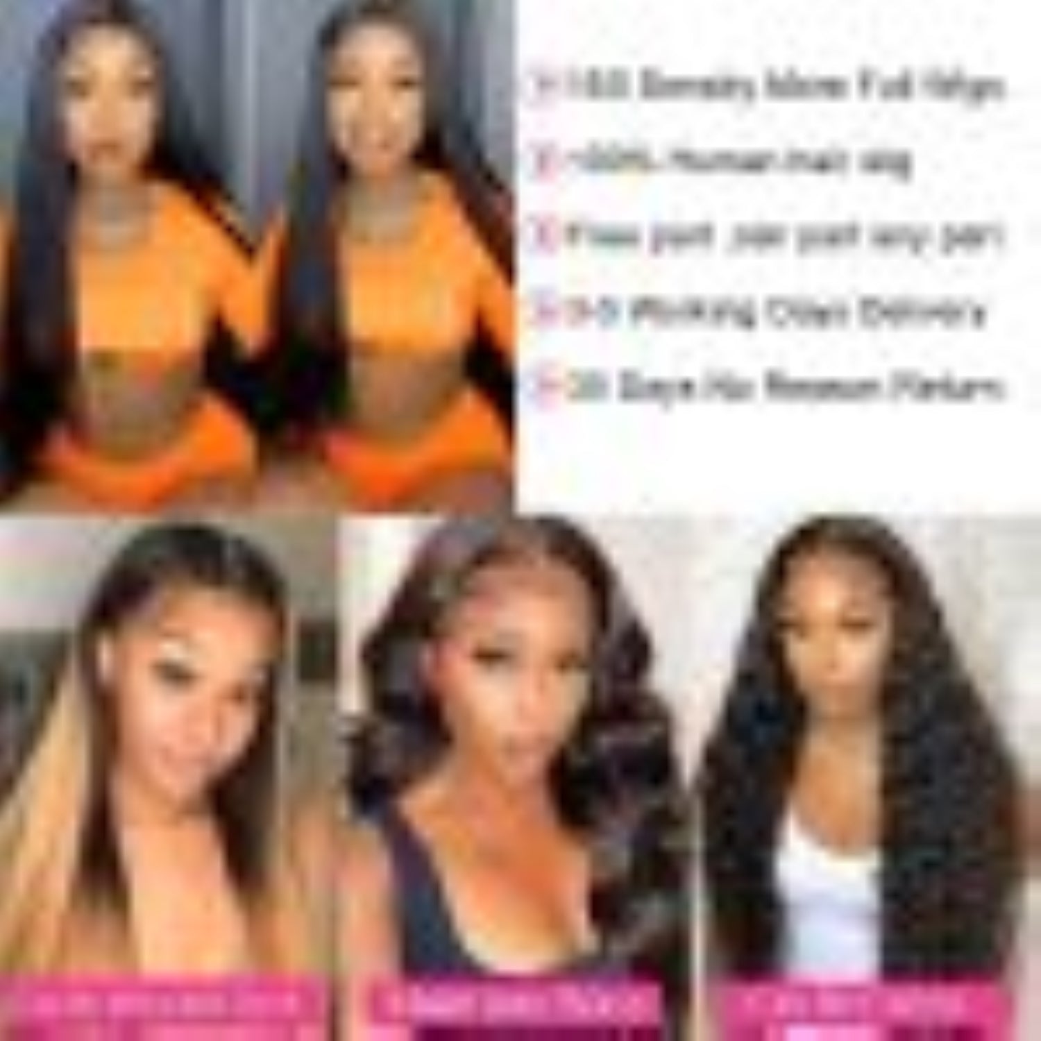 13x4 Lace Front Human Hair Wig, Straight Wig Natural Color, 150 Density