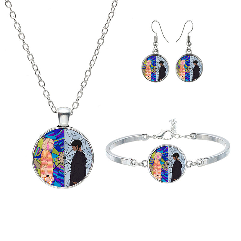 New Wednesday Glass Jewelry Sets For Women Girls Handmade Trendy Necklaces Bracelets Earrings Party Gift