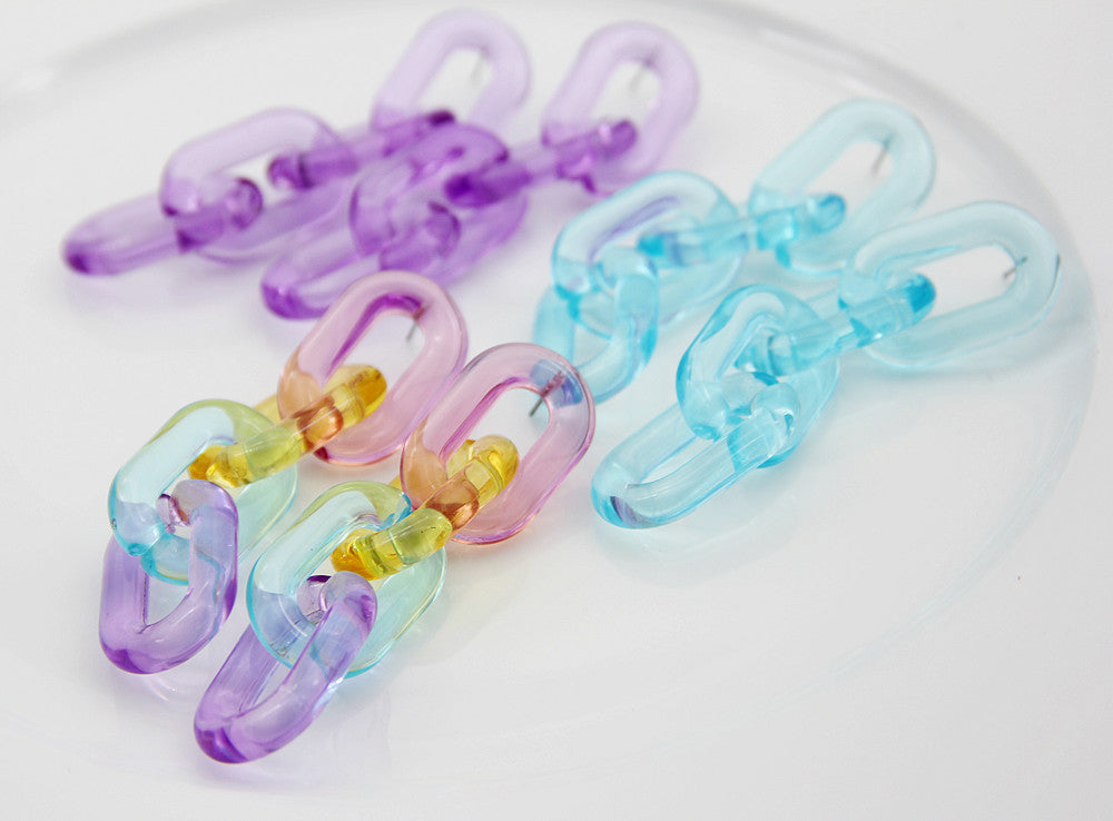 Colorful Transparent Jelly Chain Buckle Earrings