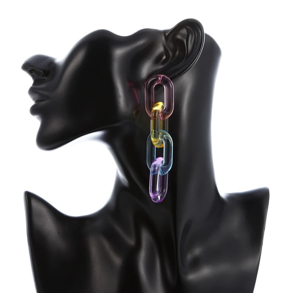 Colorful Transparent Jelly Chain Buckle Earrings