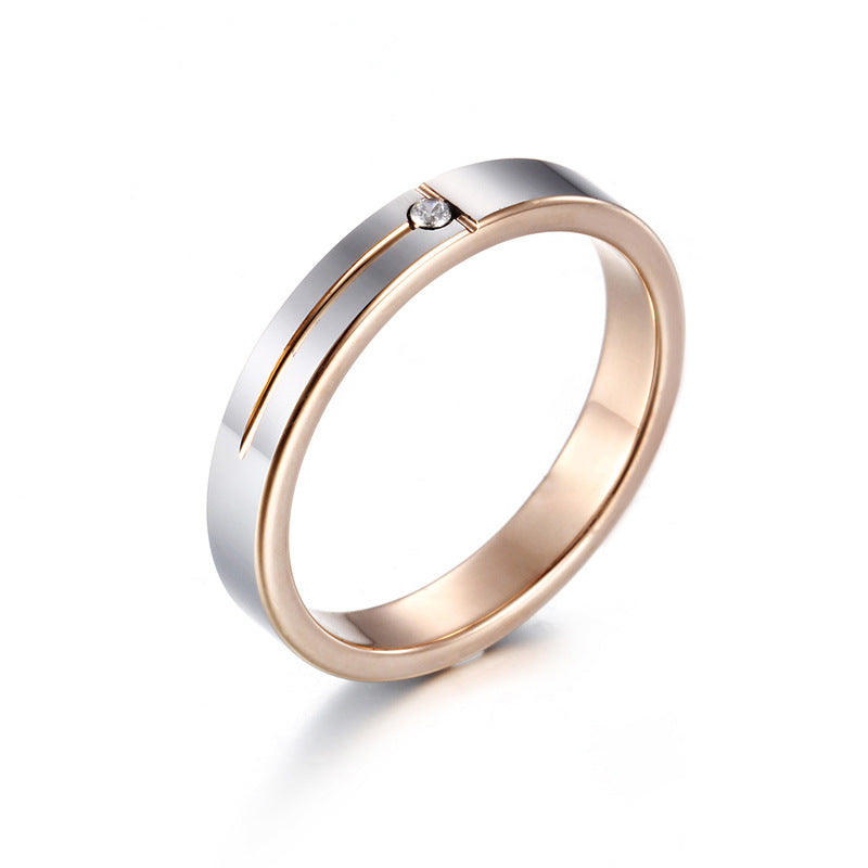 Personality Simple Inlaid Fashion Tungsten Steel Men's And Women's Rings Couple Rings