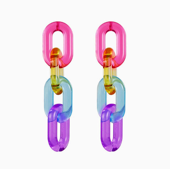Colorful Transparent Jelly Chain Buckle Earrings