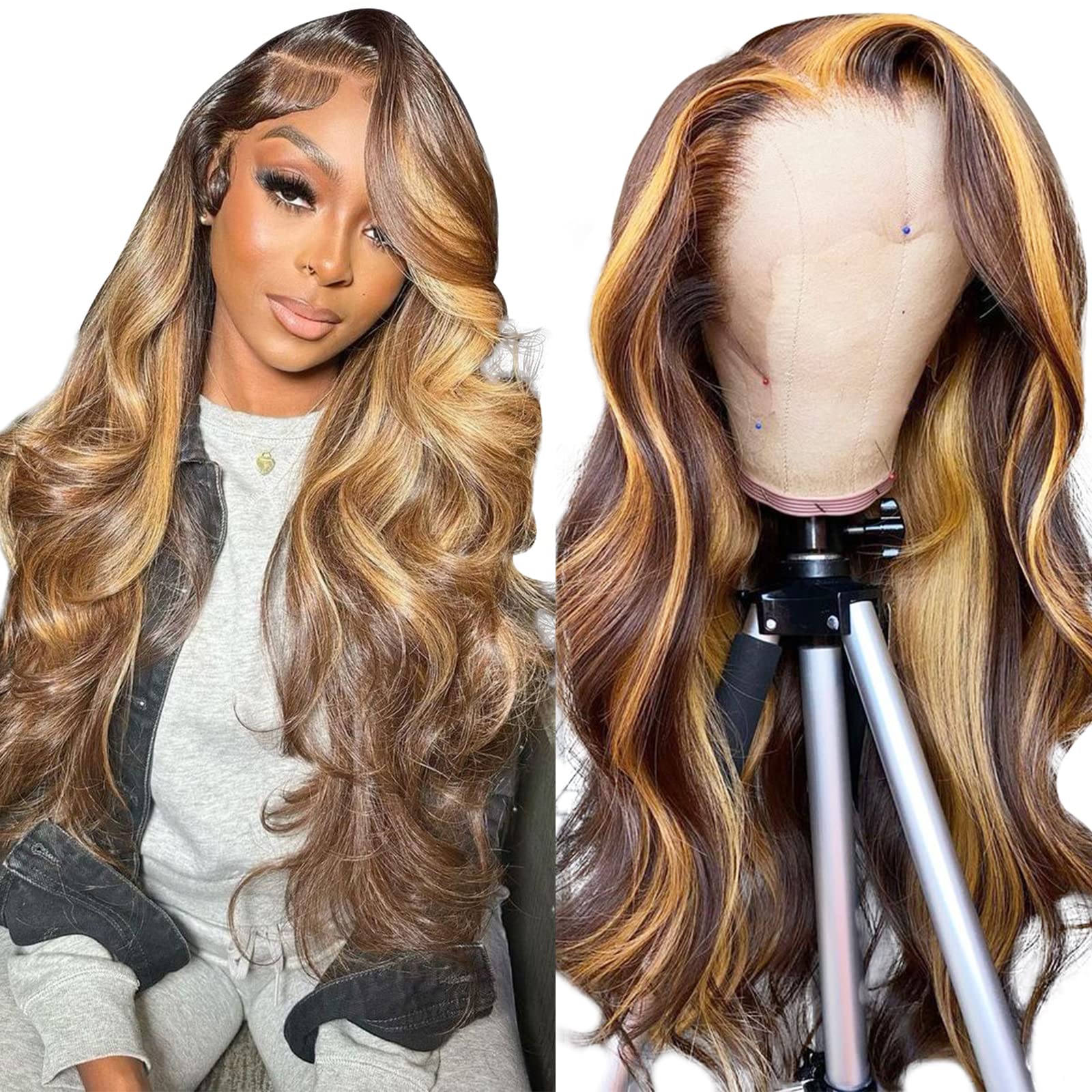 P4 27 13x4 Lace Front Wig Human Hair Body Wave Density