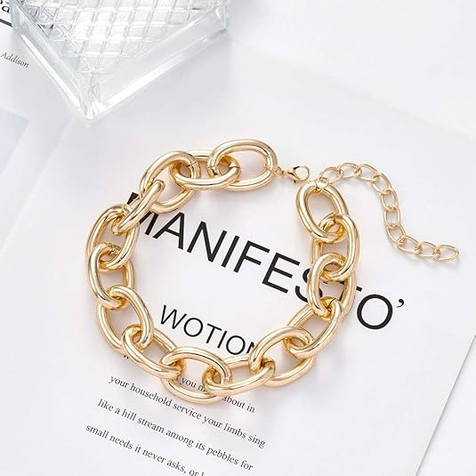 Boho Choker Necklace Gold Cuban Link Necklaces Chain Fashion Jewelry For Women And Girls