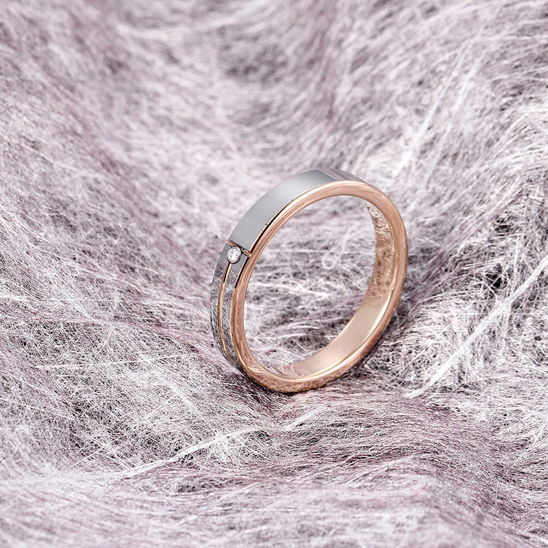 Personality Simple Inlaid Fashion Tungsten Steel Men's And Women's Rings Couple Rings